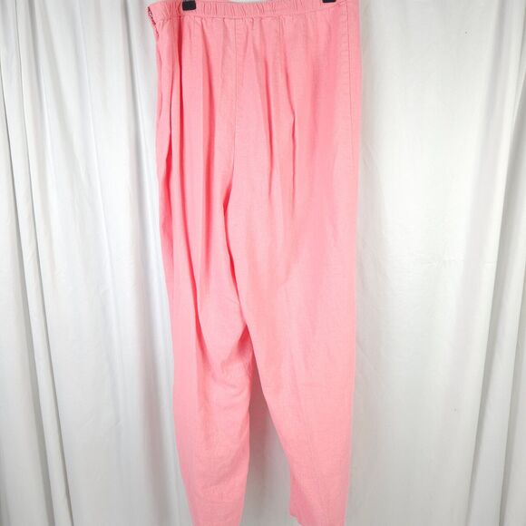 Vintage Mosaic Womens Size 16 30x28 Pink Linen Blend Casual Pants - Picture 2 of 7